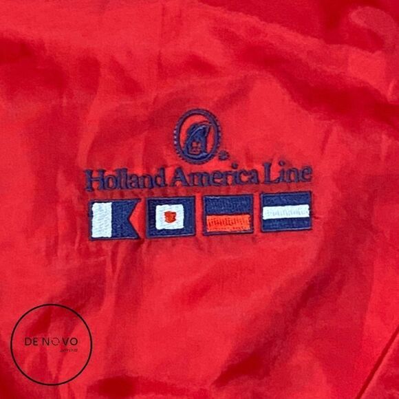 Holland American Line Vintage Men's Nylon Full Zip Sweater Size XL Red - Picture 3 of 11